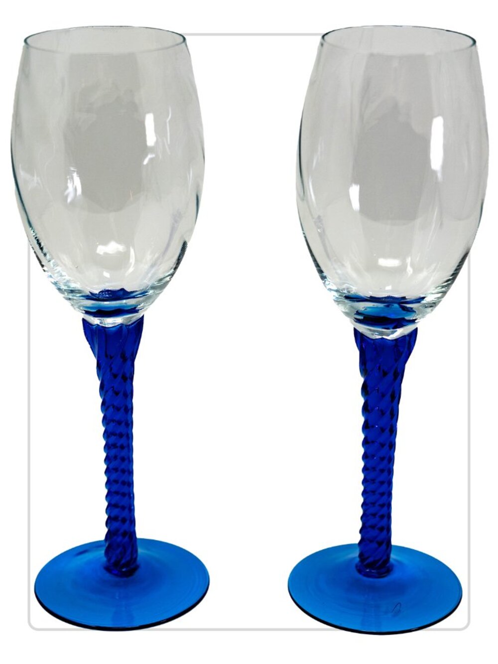 Cobalt Blue Twist Stem Crystal Glasses (set of 2)
